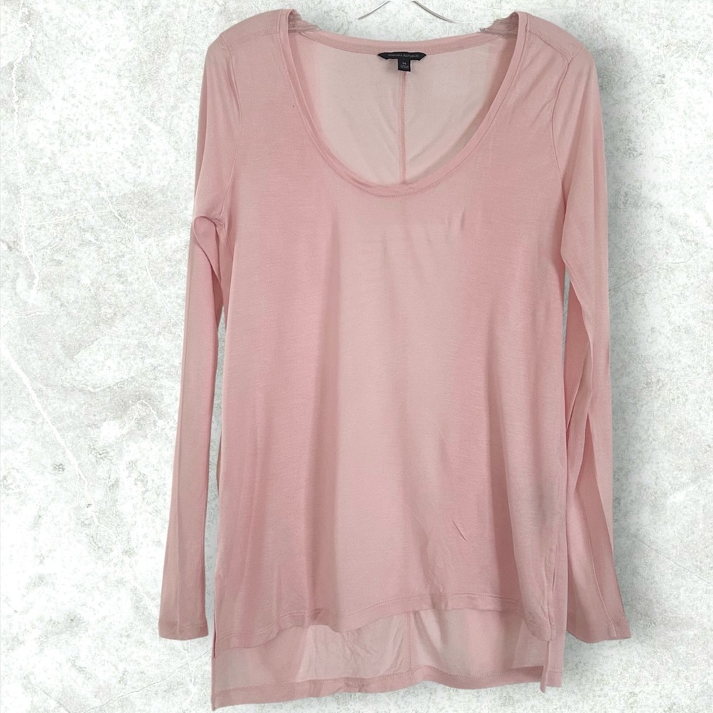 Banana Republic Light Pink Modal HiLo Long Sleeve Top M